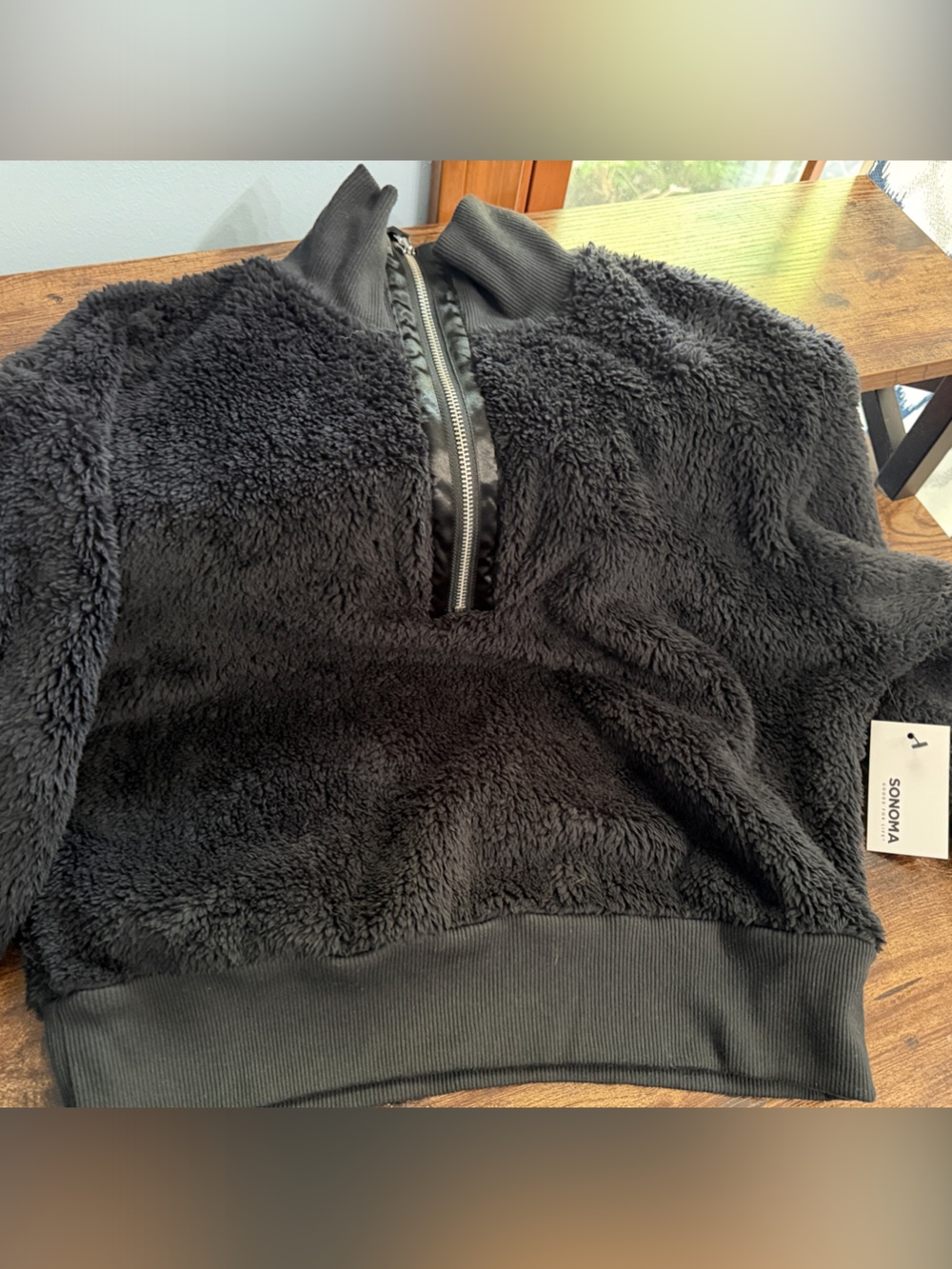 Sonoma Black Sherpa Zip Pullover Jacket